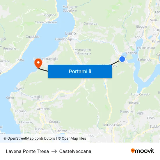 Lavena Ponte Tresa to Castelveccana map