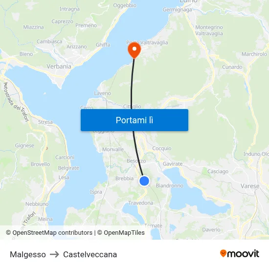 Malgesso to Castelveccana map