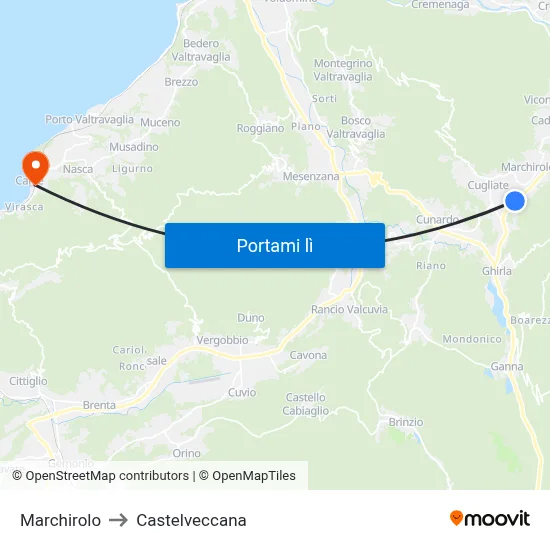 Marchirolo to Castelveccana map