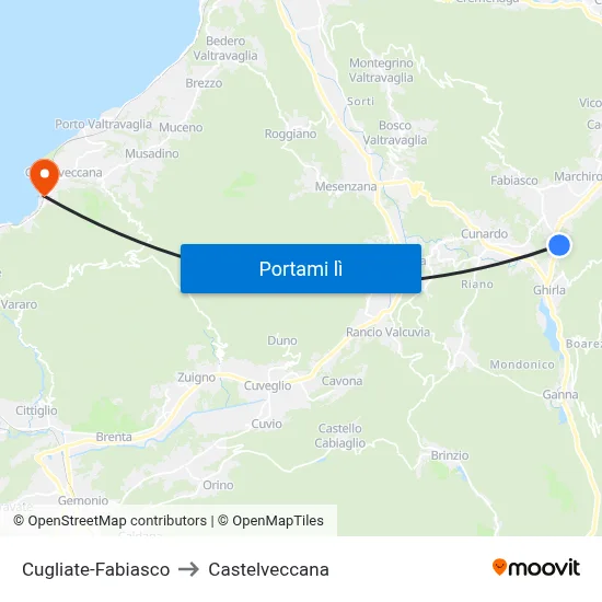 Cugliate-Fabiasco to Castelveccana map