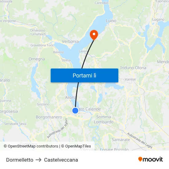 Dormelletto to Castelveccana map
