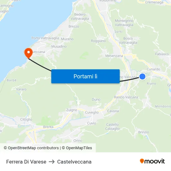 Ferrera Di Varese to Castelveccana map