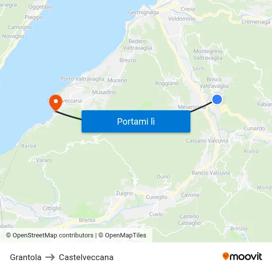 Grantola to Castelveccana map