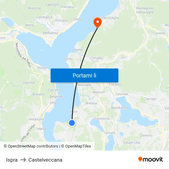 Ispra to Castelveccana map
