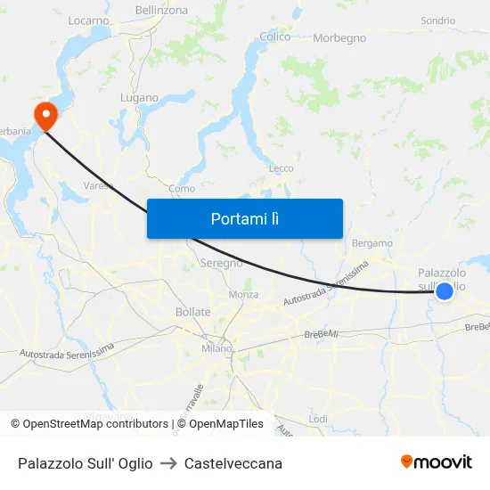 Palazzolo Sull' Oglio to Castelveccana map