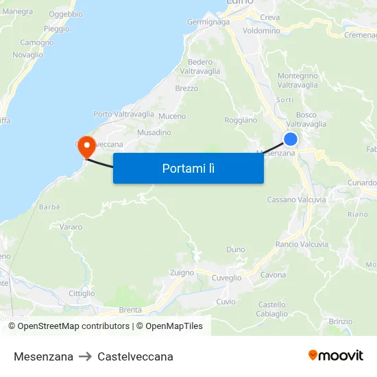 Mesenzana to Castelveccana map