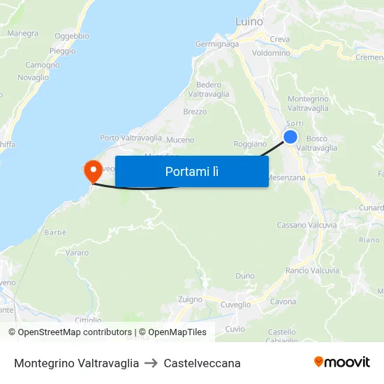 Montegrino Valtravaglia to Castelveccana map