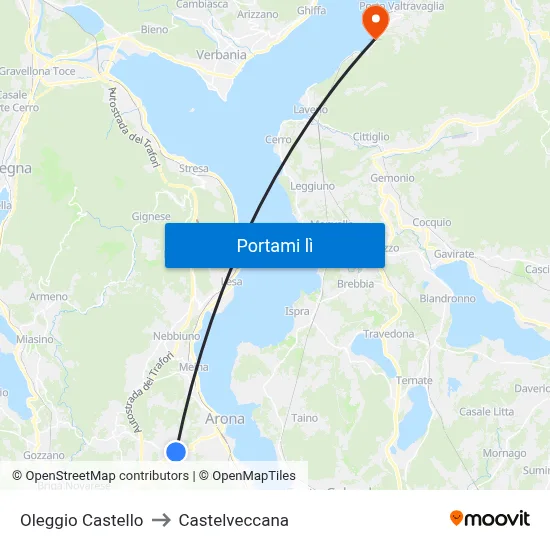 Oleggio Castello to Castelveccana map