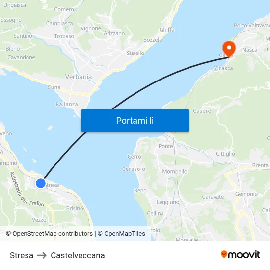 Stresa to Castelveccana map
