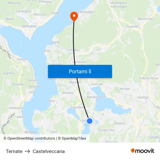 Ternate to Castelveccana map
