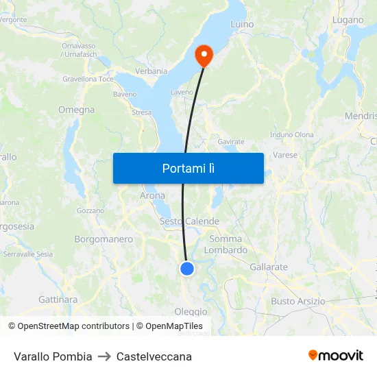 Varallo Pombia to Castelveccana map