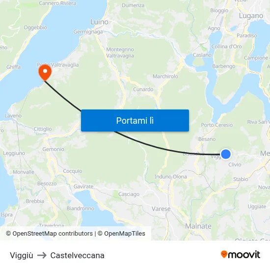 Viggiù to Castelveccana map