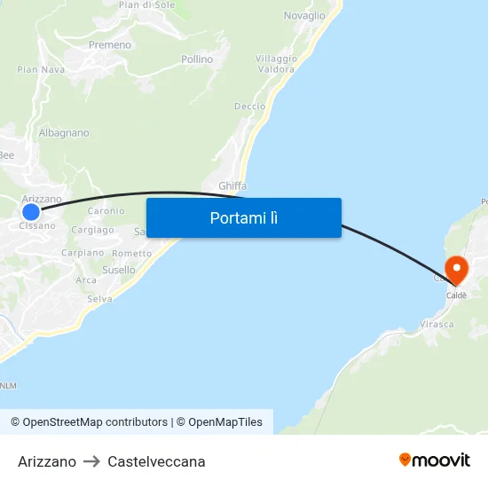 Arizzano to Castelveccana map