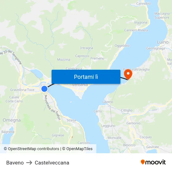 Baveno to Castelveccana map