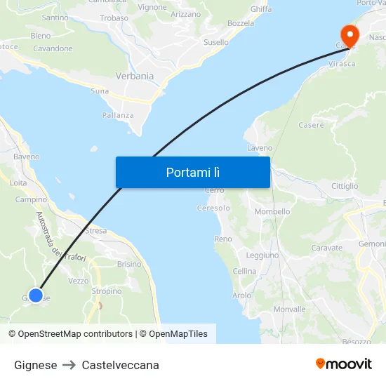 Gignese to Castelveccana map