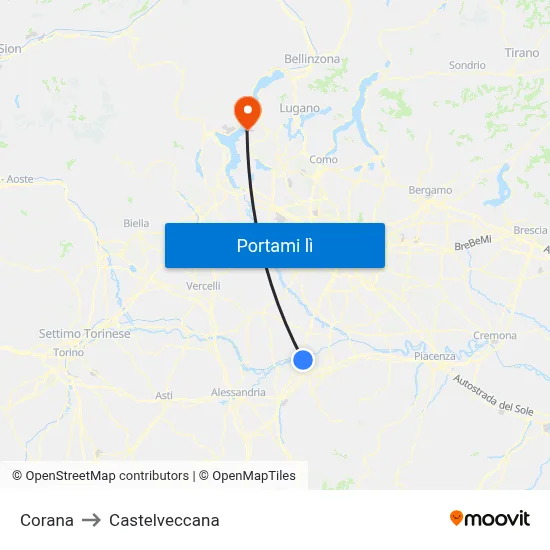 Corana to Castelveccana map