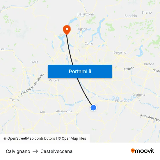 Calvignano to Castelveccana map