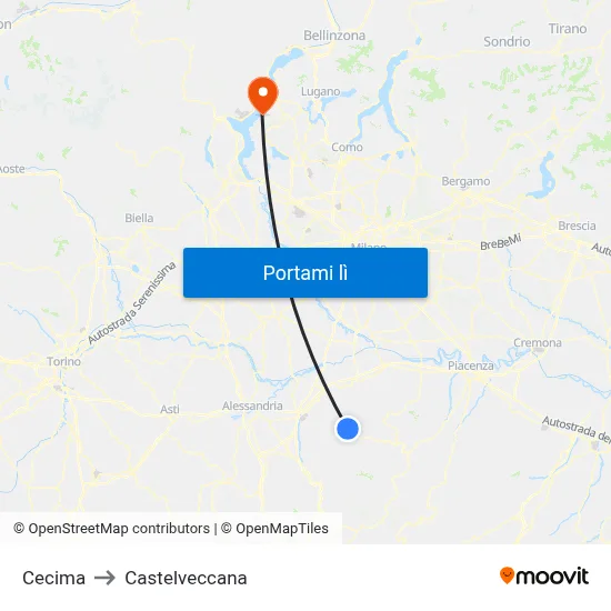 Cecima to Castelveccana map