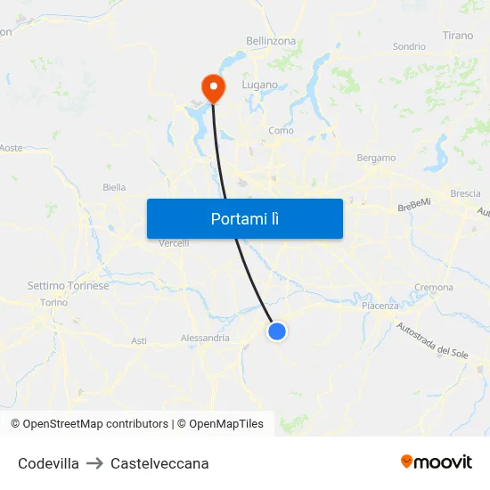 Codevilla to Castelveccana map