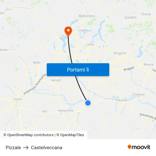 Pizzale to Castelveccana map