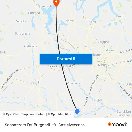 Sannazzaro De' Burgondi to Castelveccana map