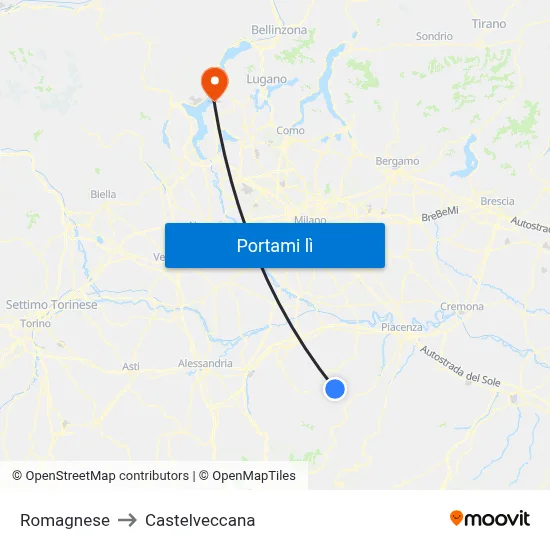 Romagnese to Castelveccana map