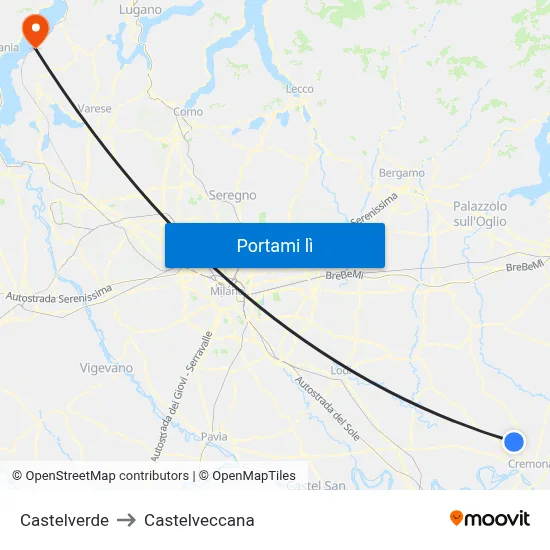 Castelverde to Castelveccana map