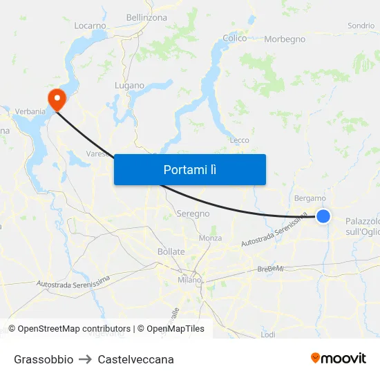 Grassobbio to Castelveccana map