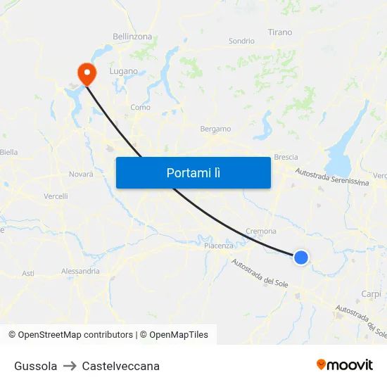 Gussola to Castelveccana map