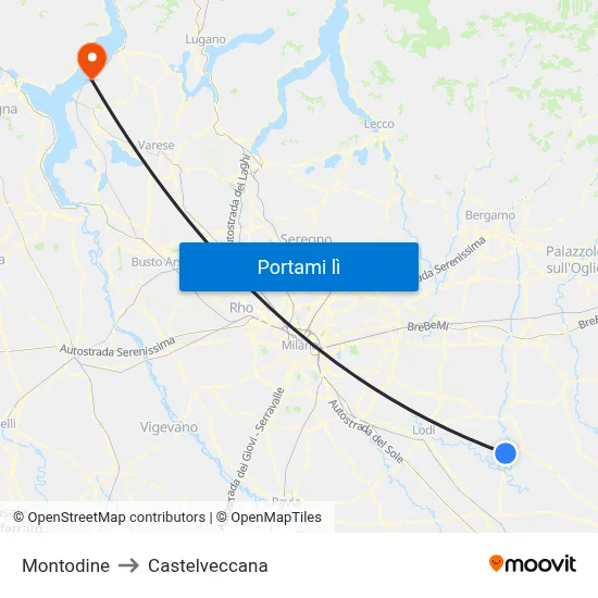 Montodine to Castelveccana map
