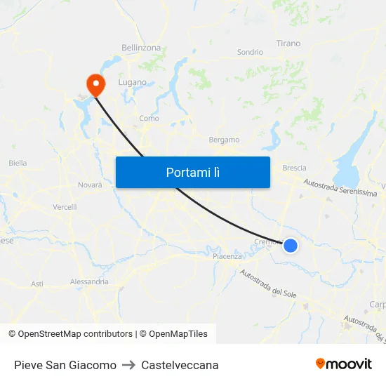 Pieve San Giacomo to Castelveccana map