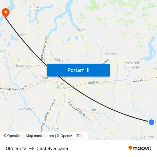 Olmeneta to Castelveccana map