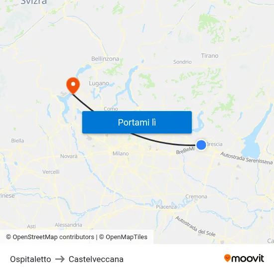 Ospitaletto to Castelveccana map