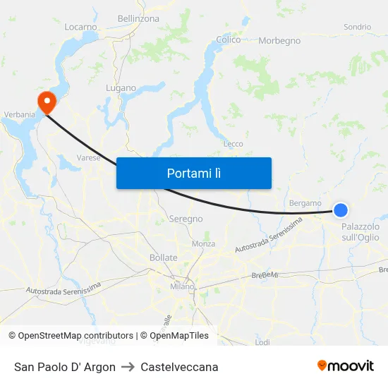San Paolo D' Argon to Castelveccana map