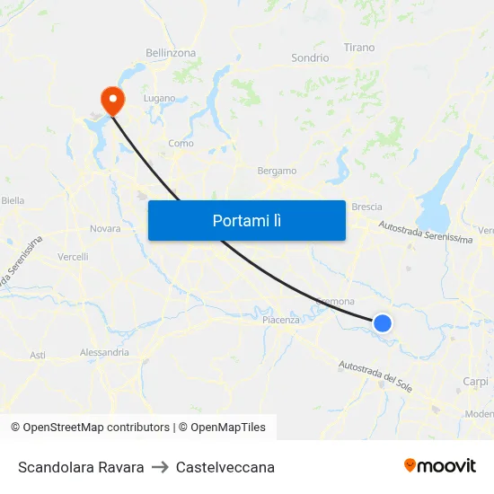 Scandolara Ravara to Castelveccana map
