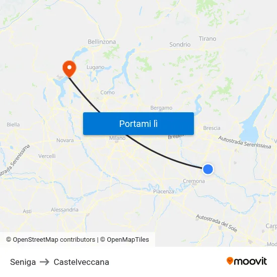 Seniga to Castelveccana map