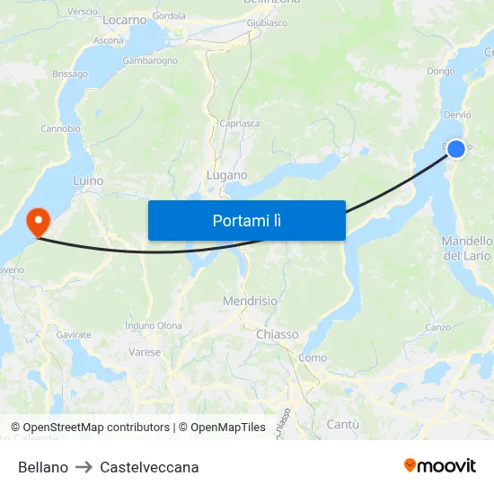 Bellano to Castelveccana map