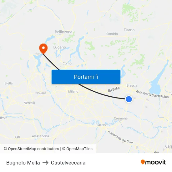 Bagnolo Mella to Castelveccana map