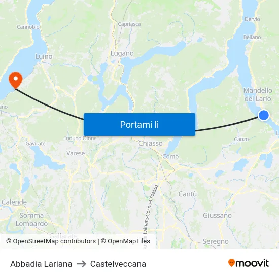 Abbadia Lariana to Castelveccana map