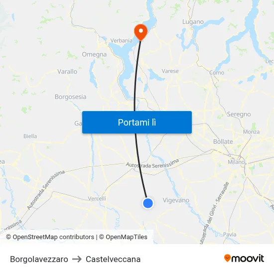 Borgolavezzaro to Castelveccana map