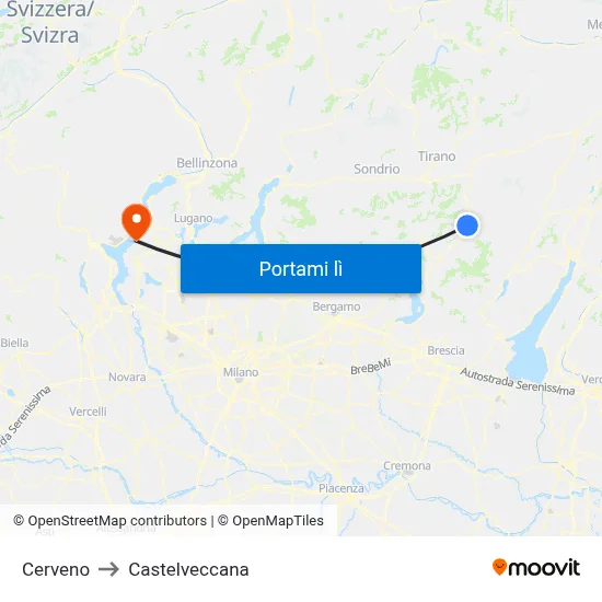 Cerveno to Castelveccana map