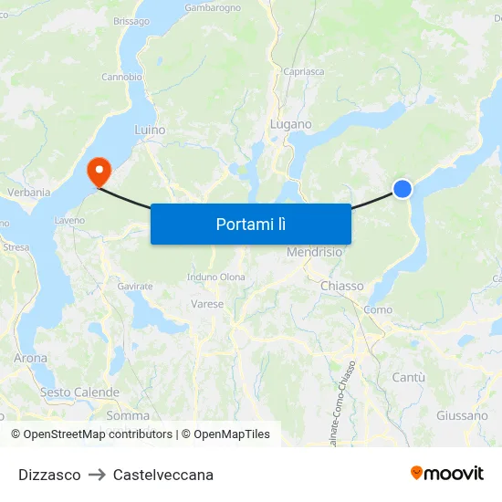 Dizzasco to Castelveccana map