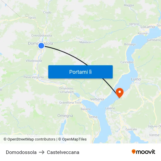 Domodossola to Castelveccana map