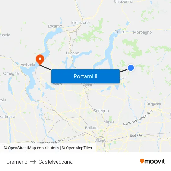 Cremeno to Castelveccana map