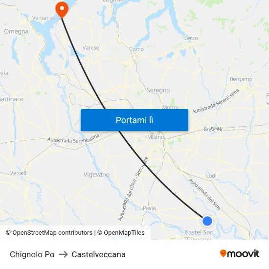 Chignolo Po to Castelveccana map