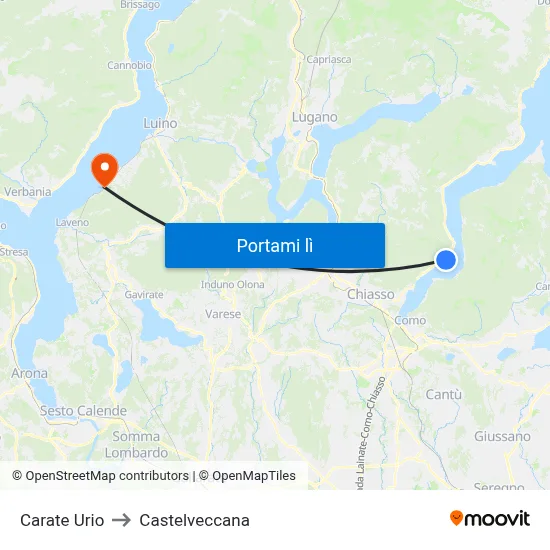 Carate Urio to Castelveccana map