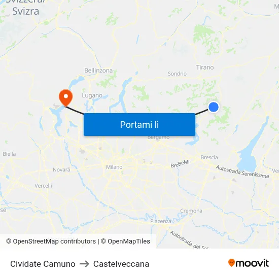 Cividate Camuno to Castelveccana map