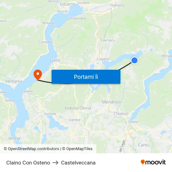 Claino Con Osteno to Castelveccana map