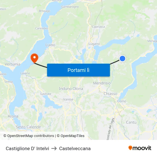 Castiglione D' Intelvi to Castelveccana map