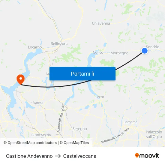 Castione Andevenno to Castelveccana map